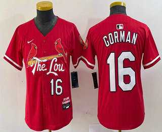 Youth St Louis Cardinals #16 Nolan Gorman Red 2024 City Connect Stitched Baseball Jersey->mlb youth jerseys->MLB Jersey